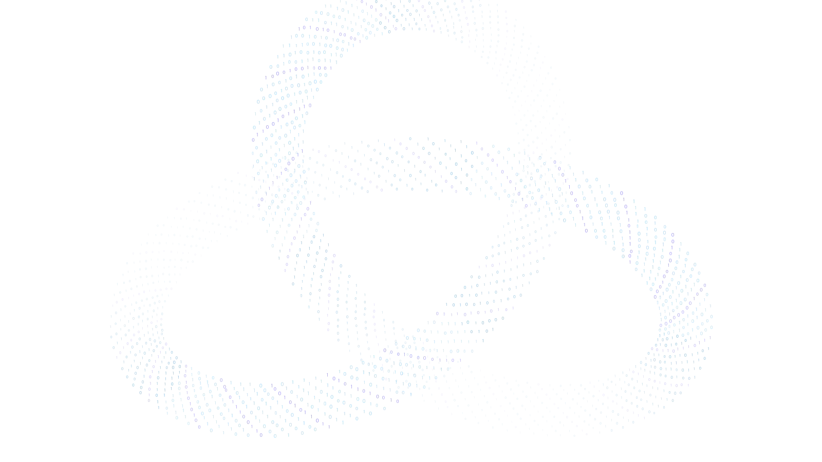 A trinity knot made of zeros and ones representing an AI workflow.