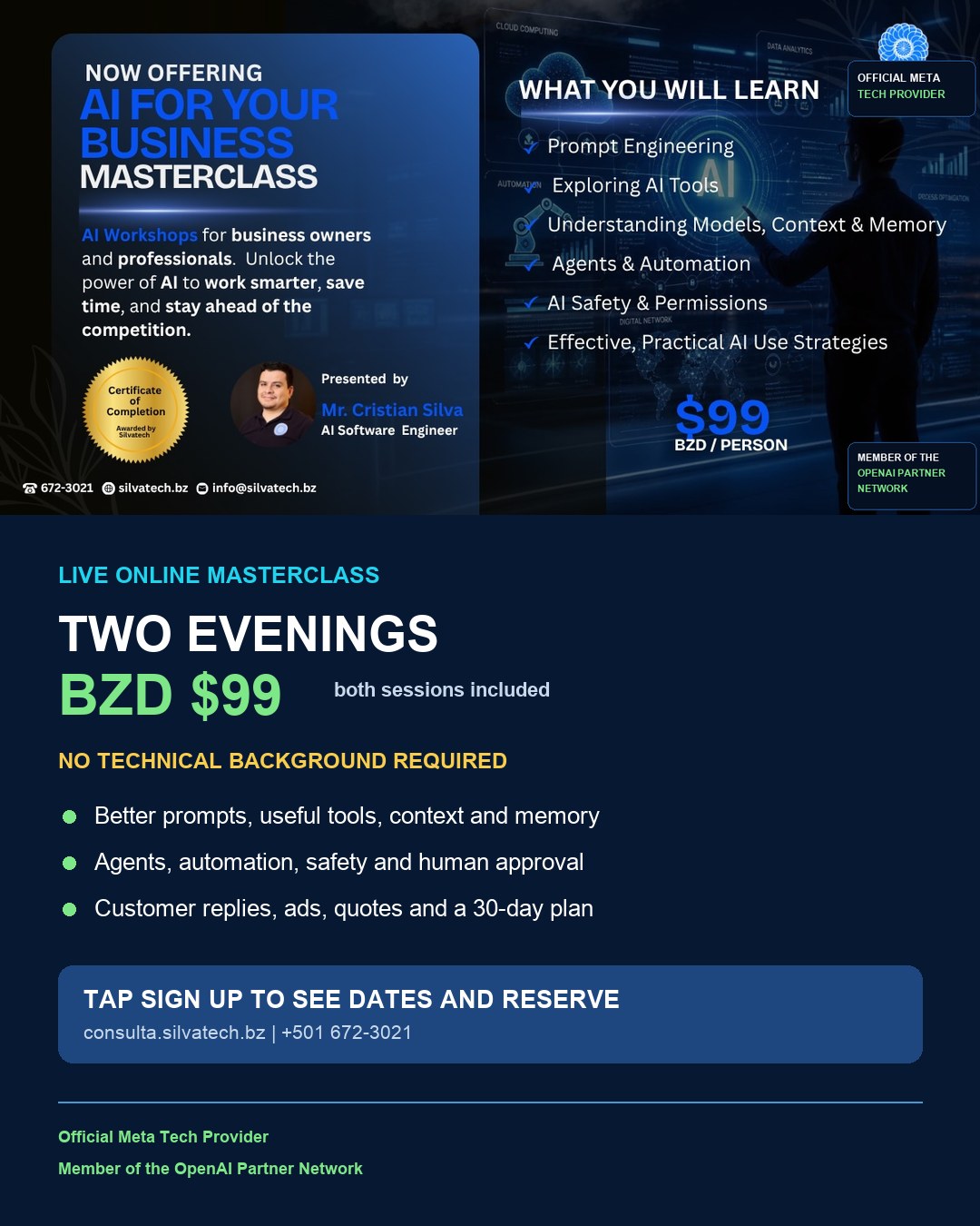 AI for Your Business workshop by Silvatech - BZD 99 for two online evening sessions